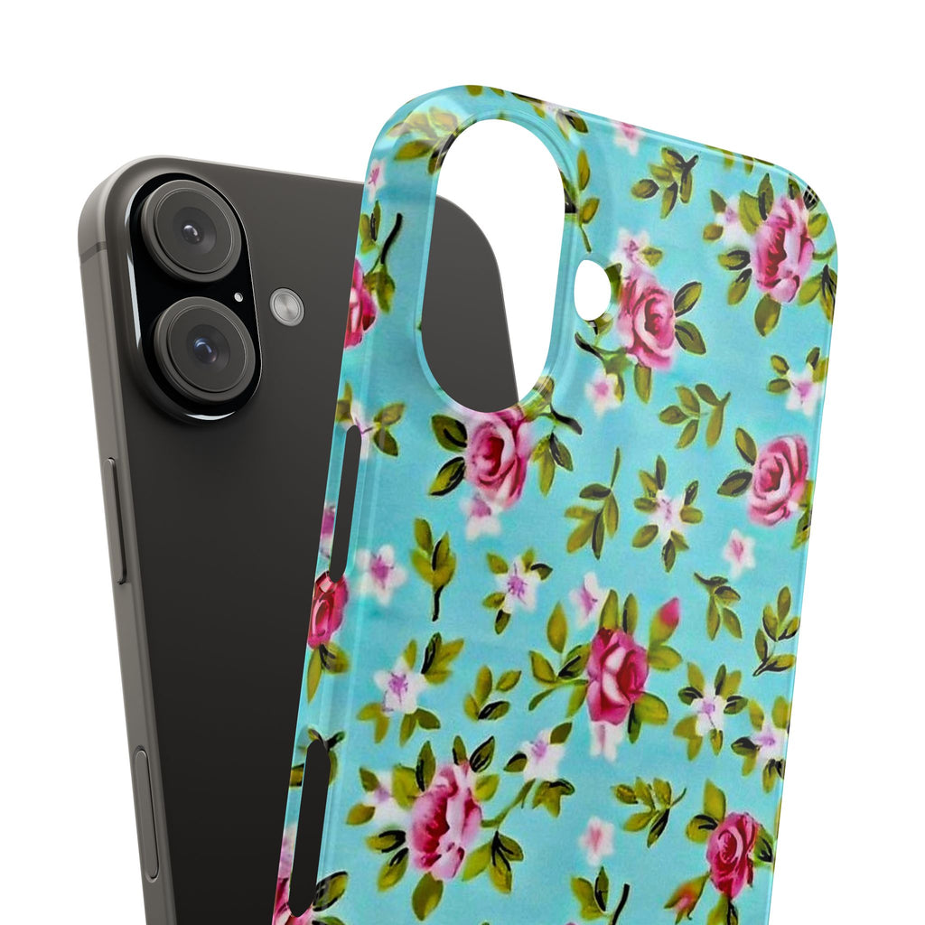 Vintage Pink Roses on Aqua Case