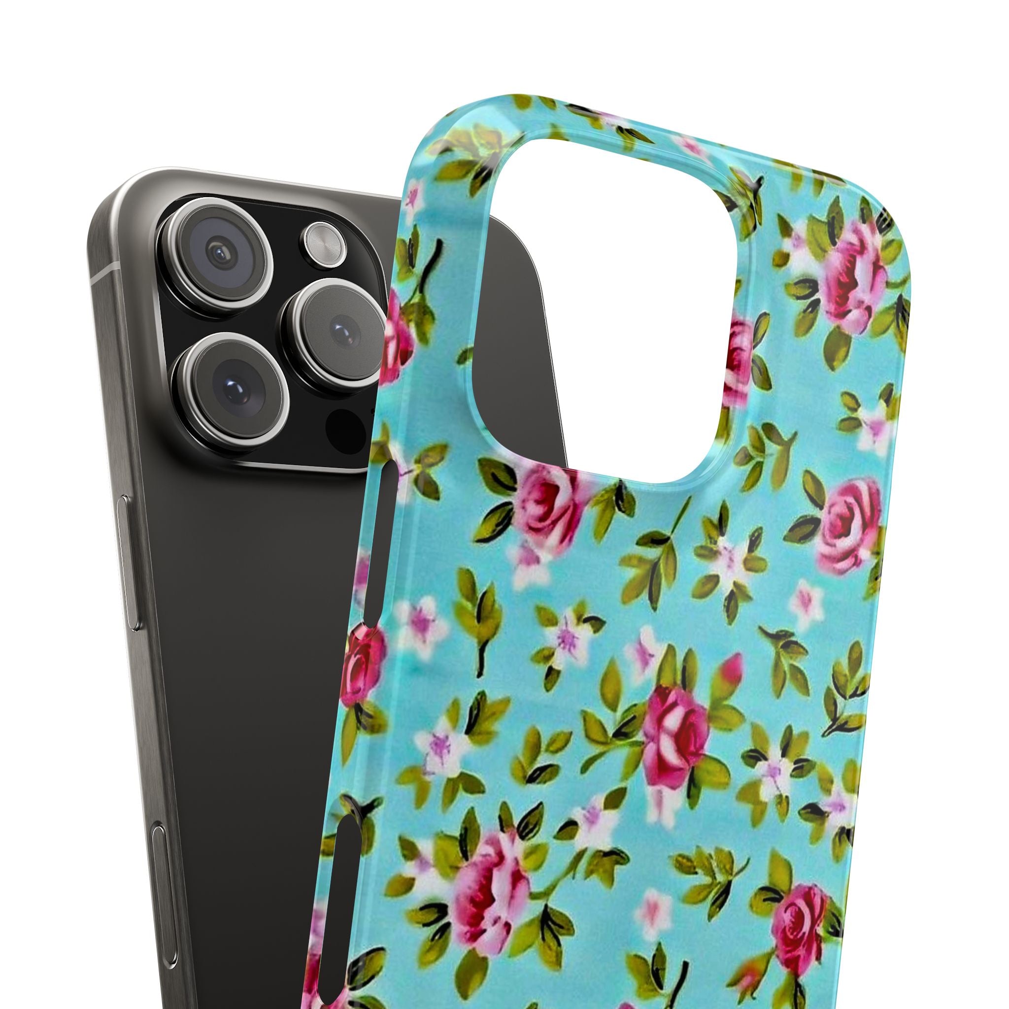 Vintage Pink Roses on Aqua Case