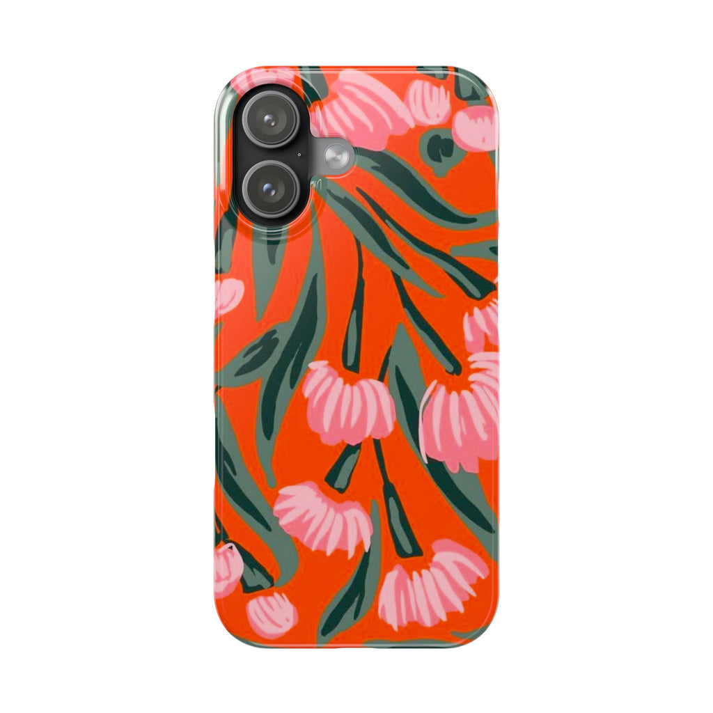Pink Petal on Orange Background