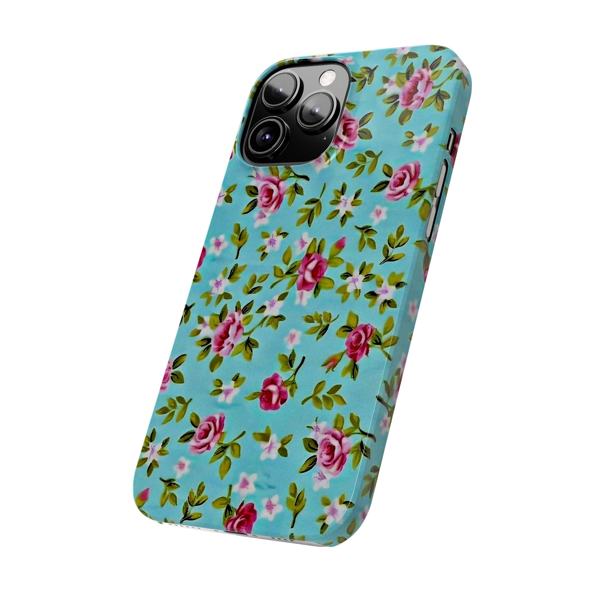 Vintage Pink Roses on Aqua Case