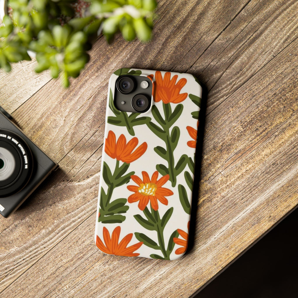 Orange Floral Botanical Pattern Case