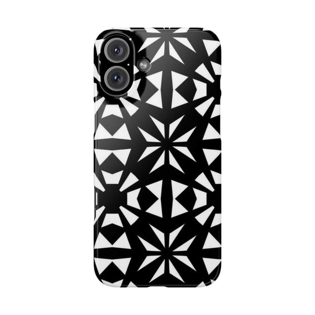 Black & White Geometric Case — Kaleidoscope Star Pattern