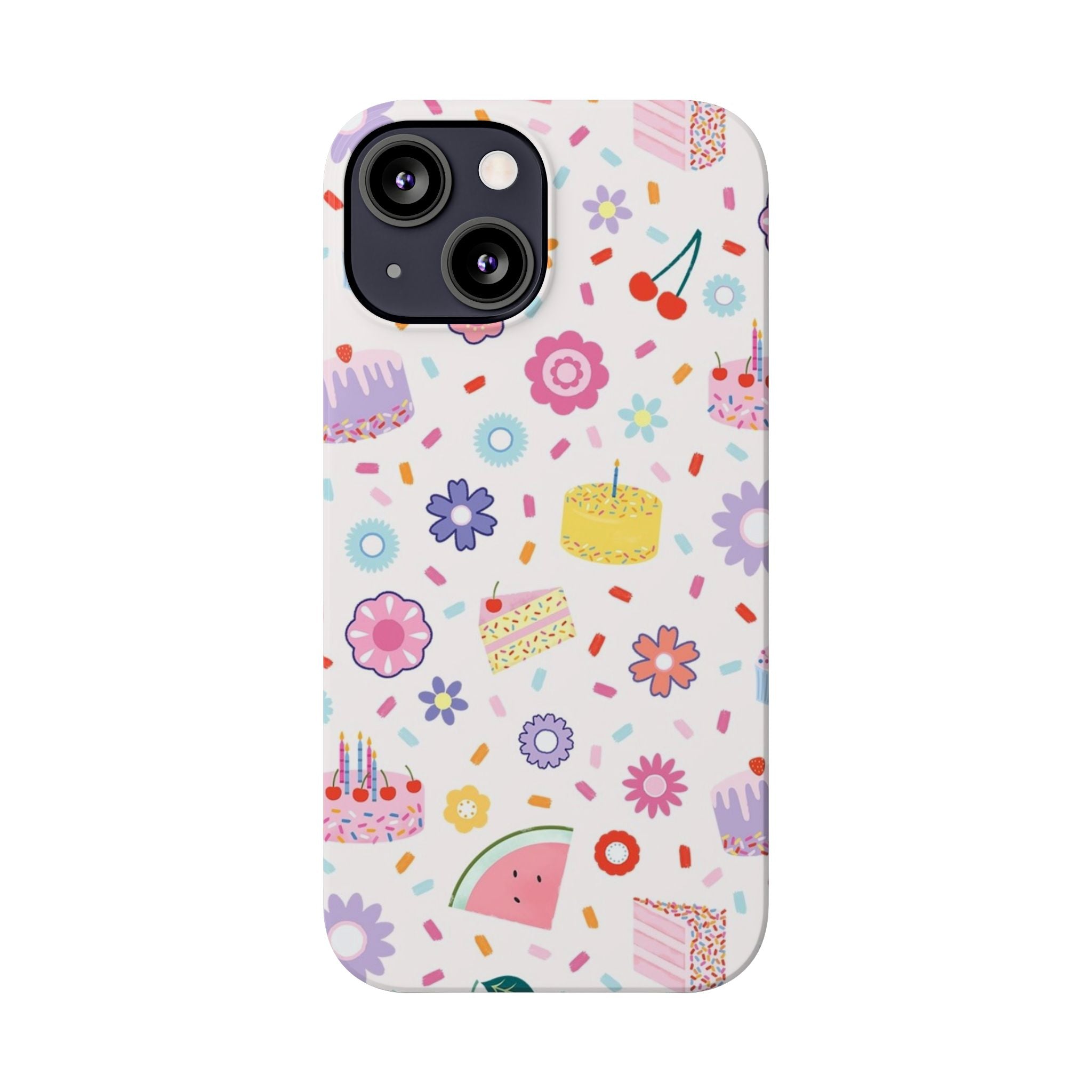 Cute Pastel Birthday Cake & Flowers Pattern