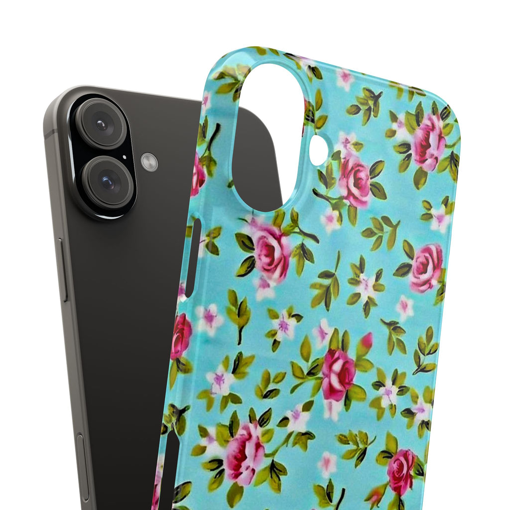 Vintage Pink Roses on Aqua Case