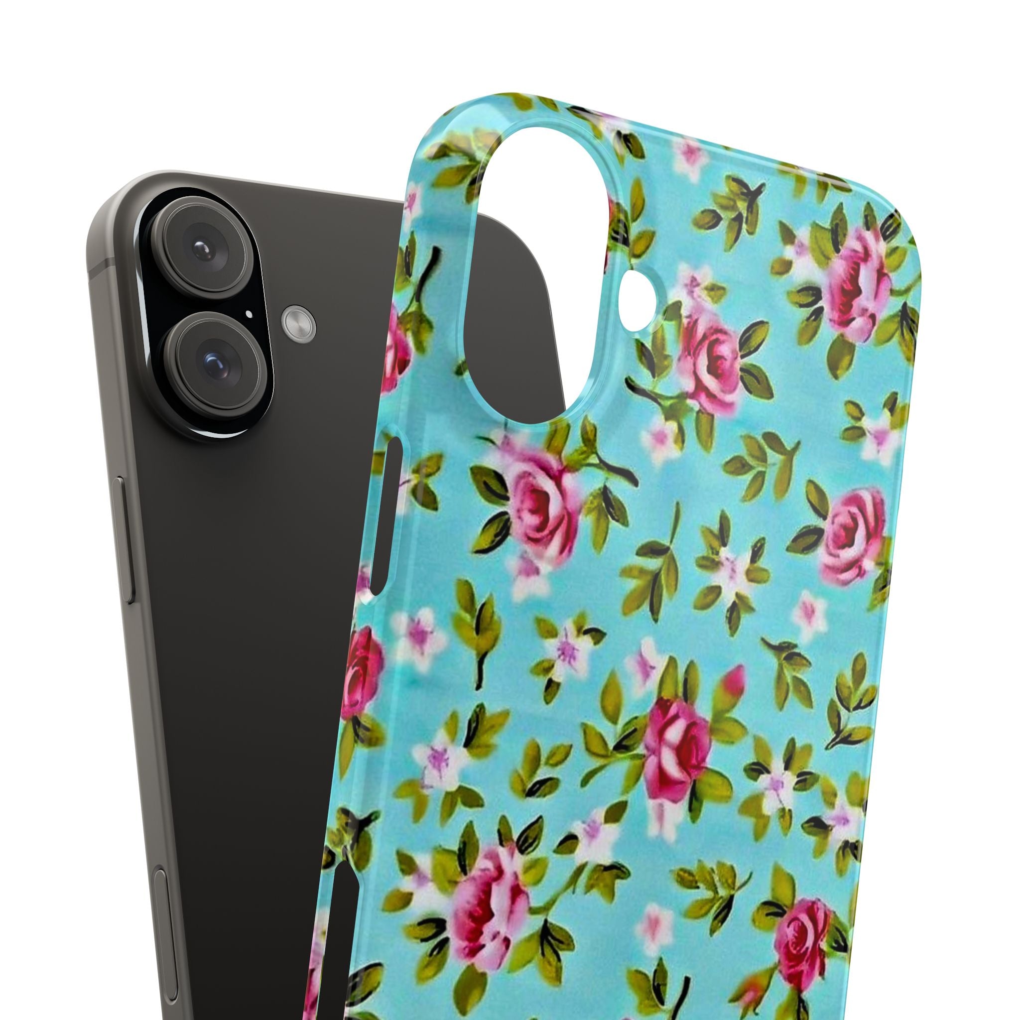 Vintage Pink Roses on Aqua Case