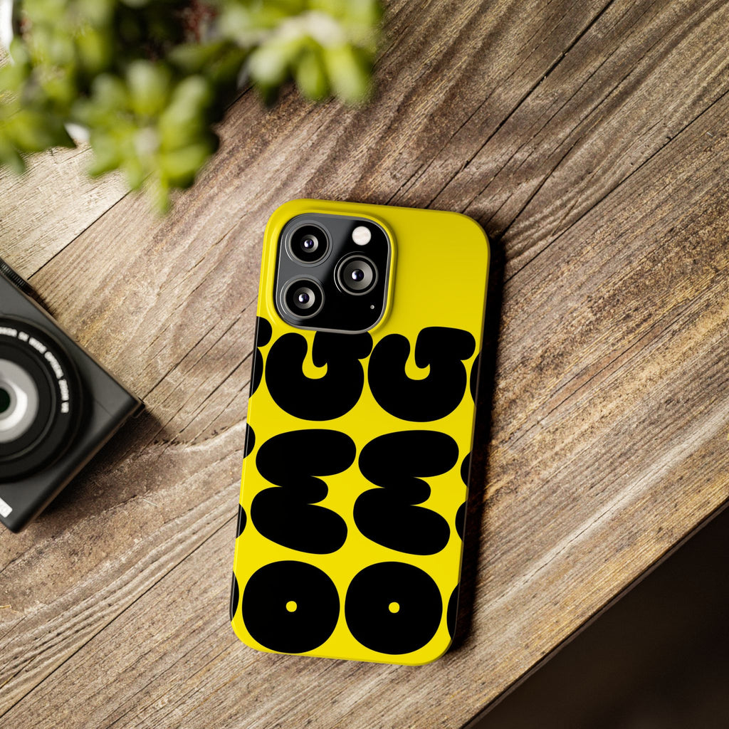 Yellow Retro Bubble Pattern Slim Phone Case