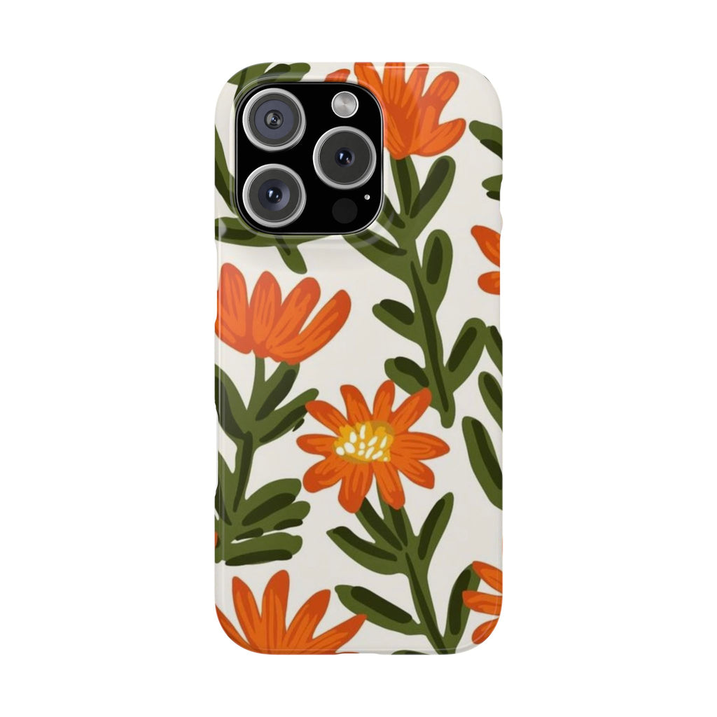 Orange Floral Botanical Pattern Case